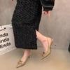 Fashion 2025 New Shoes Black Leather Shoes Woman Pumps Slingbacks Pointed Toe High Heels Stiletto Sexy Party Shoes Women Heels