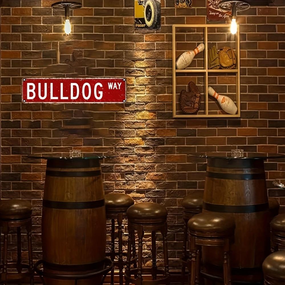 Letrero Metálico Estilo Vintage Bulldog Way, 15.75" x 3.94" Arte de Pared de Aluminio, Impresión HD UV, Adecuado para Interiores y Exteriores Diarios