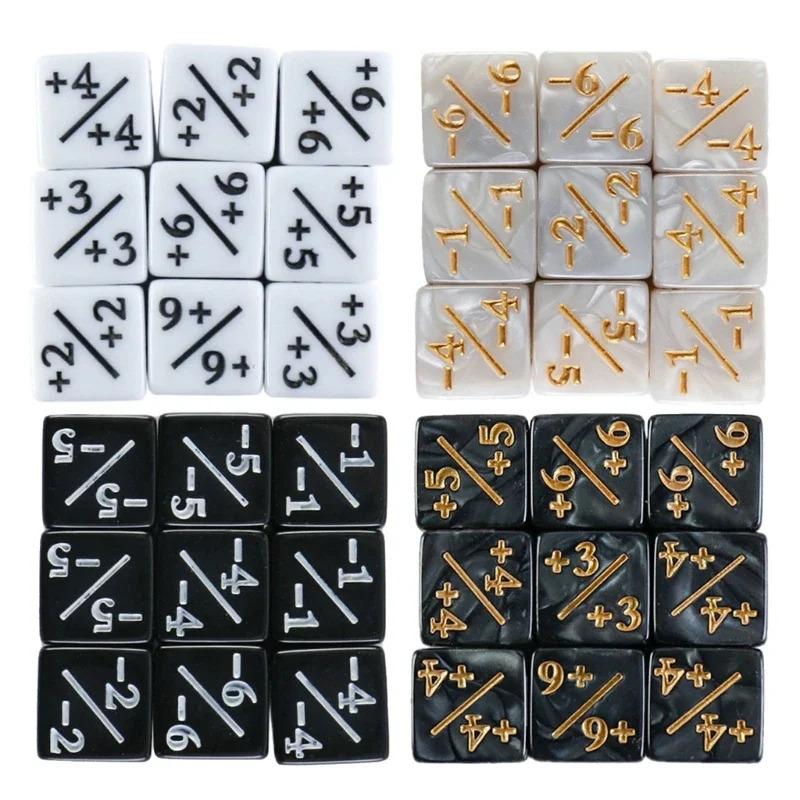 New Six Sided Dice Set D6 Counters  1/ 1 and -1/-1 Set of 10 Dice for Math Teaching ,Kid Arithmetic Toys, Card Game Accessories