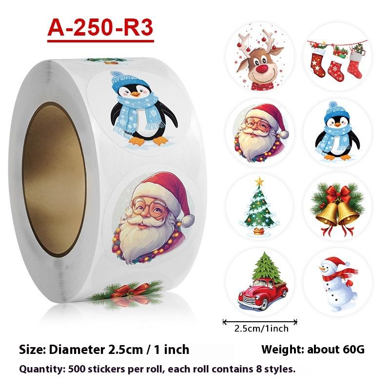 500Pcs Merry Christmas Gift Stickers Santa Round Seal Labels Sticker For Gift Baking Package Envelope Stationery Decor