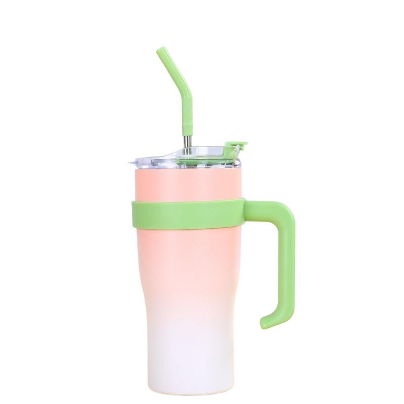 New Gradual Change Color Big Mac Stainless Steel Thermos Cup High Value Large Capacity Accompanying Ice Cup with Handle  Cup