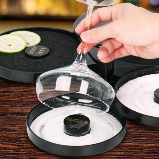 3-Tier Margarita Salt Rim Box for Large Glasses Double Compartment Glass with Juice Sponge Reusable Cocktail Bar Side Essential