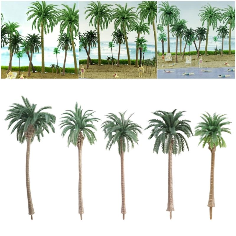 20Pcs Architectural Sandbox Decors Plastic Coconuts Palms Tree Miniature Figurine Scenery Landscape Design Accessories