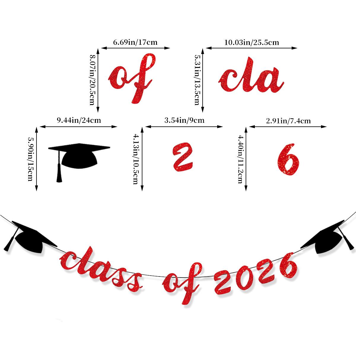 

Congrats Grad Paper Flag Graduation Season School Reunion Party Decoration Bronzing Banner graduation season class of 2026 latte flower red