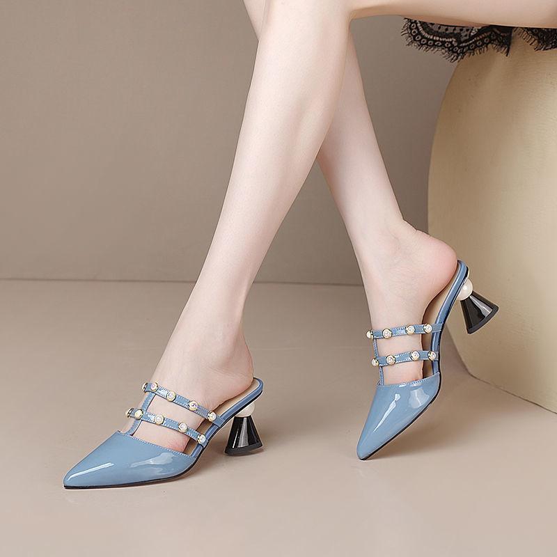 Fashion Temperament Sandals Women's 2024 Summer New Style Pointed Trend Versatile Comfortable Anti-Slip Outdoors Slippers
