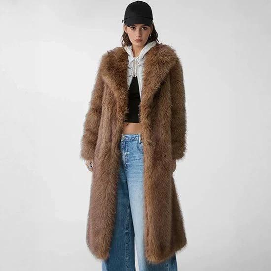 Directly from the manufacturer plush fur coat women's autumn and winter long loose thickened artificial fur coat women's clothing