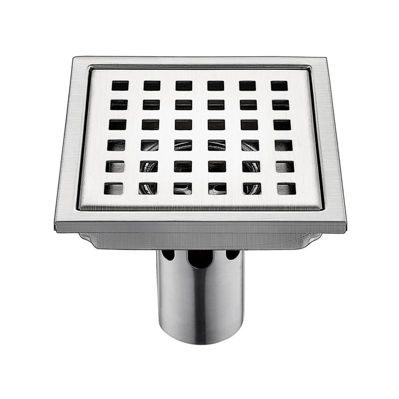 Modern 304 Stainless Steel Polished 6 Inch Square Floor Drain with Strainer for Home Office Bathroom Shower-Easy Installation (Silver,Stainless Steel)