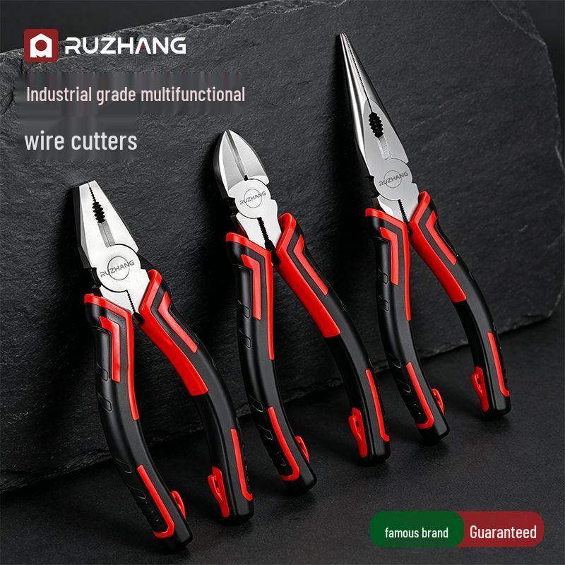 Multi-Functional Industrial-Grade Steel Wire Pliers: Diagonal Cutter, Needle Nose, and Labor-Saving Electrician Pliers with High Hardness