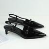 Fashion High Heels Women's Sandals 2025 Summer Elegant Black Pointed Toe Shallow Office Slingbacks Stiletto Chic Buckle Lady Mules Shoes