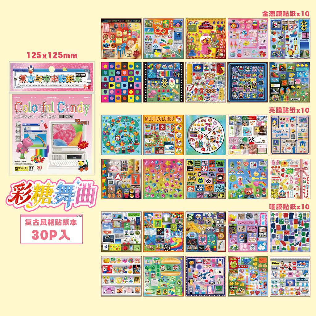 JIAMEI 30 Blatt Retro und Zukunft Serie Kawaii Ins Stanzbuchstaben Aufkleber Buch DIY Tagebuch Clipbook Ästhetische Aufkleber