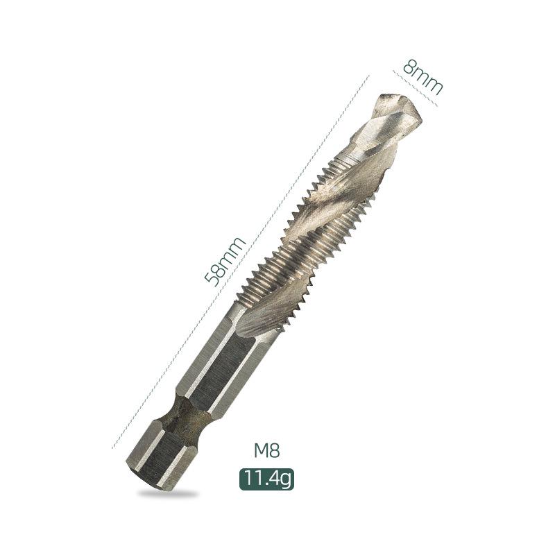Yunbei Titanium-Plated High-Speed Steel Spiral Tap Drill with Hexagonal Shank