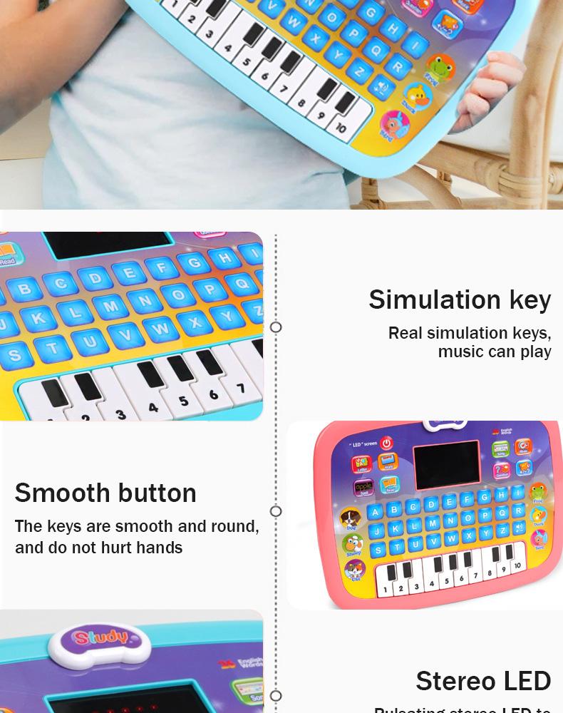 Kids Led Tablet English Learning Machine Music Sound Education Intelligent Story Machine Preschool Animal Letters Study Baby Toy