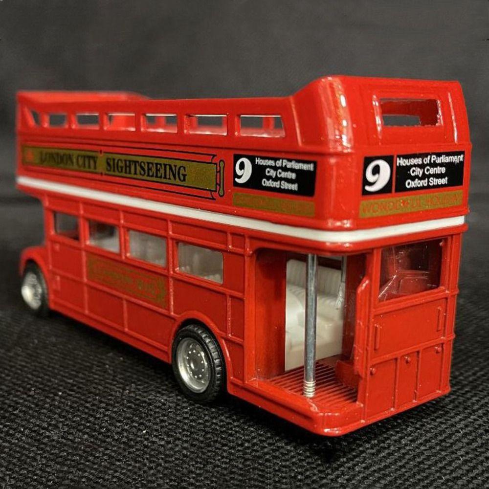 Double Decker Travel Bus Model Simulation Pull Back Vehicle Antique Bus Car Model  Kids Toy