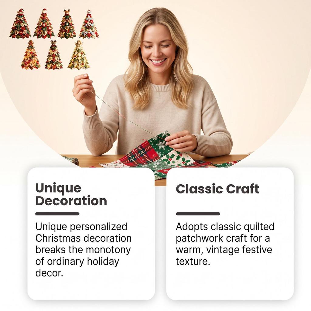 DOWMOO DIY Quilted LED Christmas Tree Set - Wear-Resistant Polyester Desktop Decoration Ornament