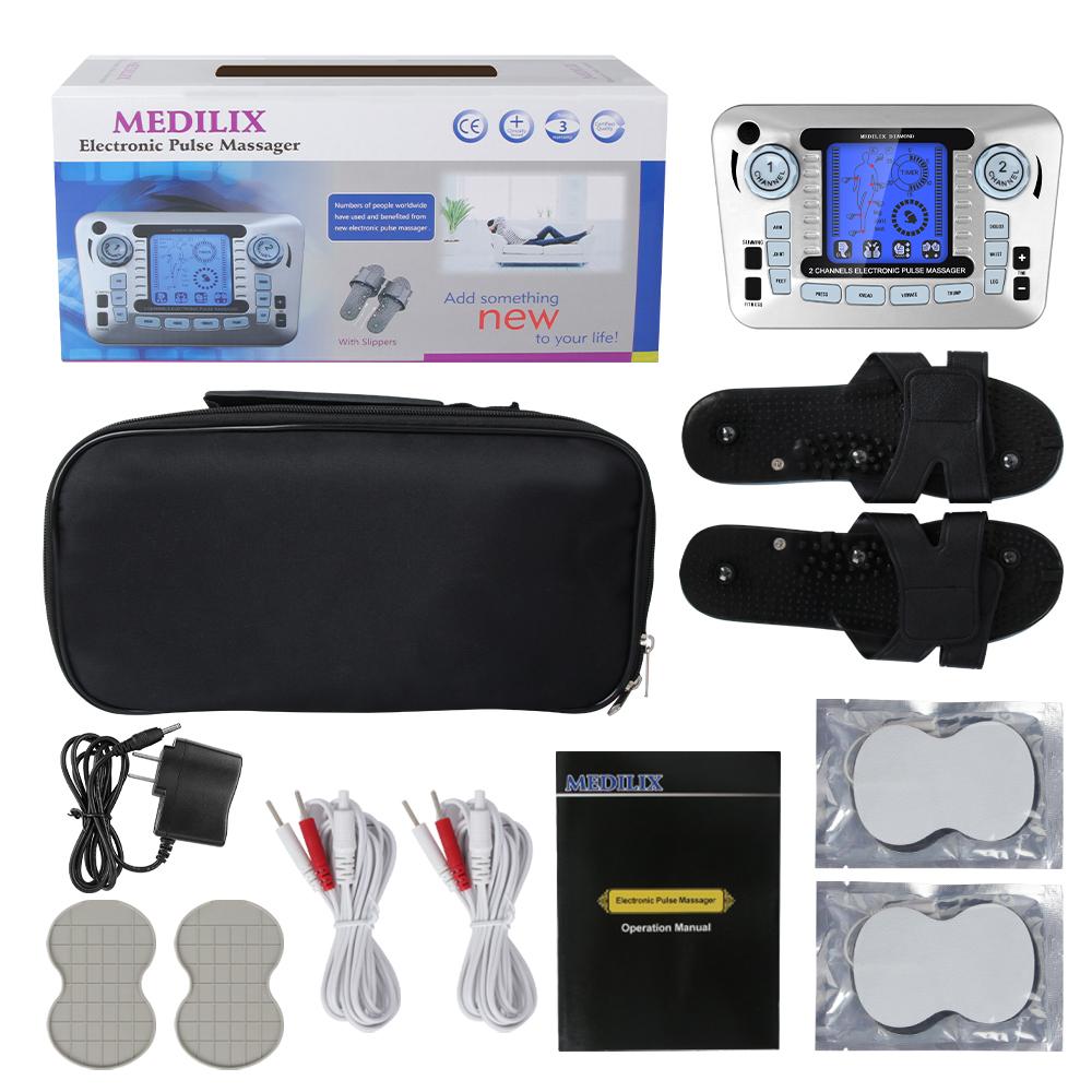 Electric Pulse Massager Tens EMS Muscle Stimulator 12Modes Digital Therapy Machine Body Massage Pain Relief Tool Health Care