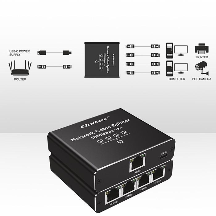 Splitter Ethernet mini SWITCH 1x4 RJ45