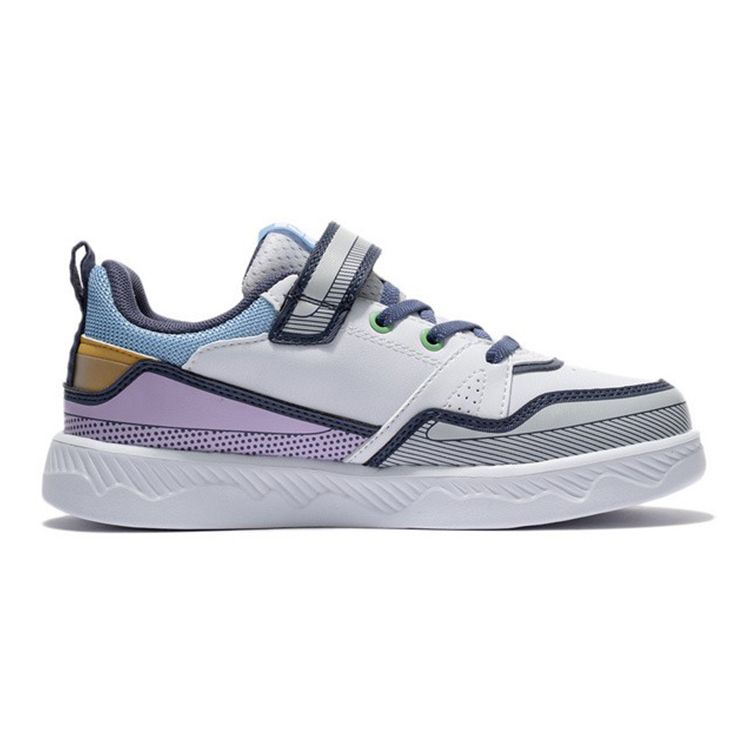 LiNing Youth Casual Comfortable Shock Absorbing Wear Resistant Lightweight Low Top Skate Shoes Kids Sneakers Moonlight-Purple YKCS032-4