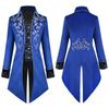 Men's Silver-Edged Medieval Tailcoat Costume, Retro Mid-Length Style