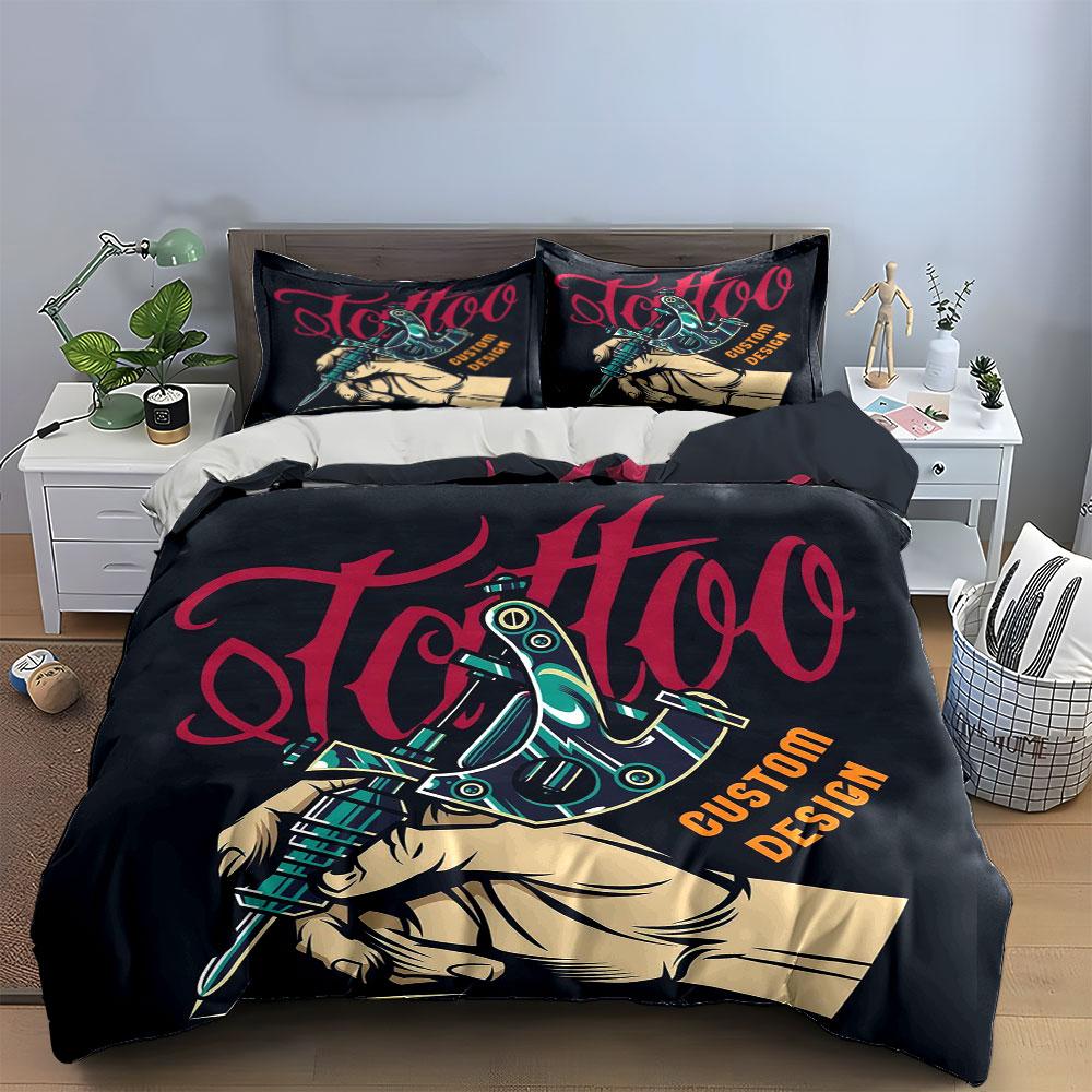 Tattoo machine and text. Bedding sets Duvet cover sets Duvet covers Pillowcases(1*Duvet Cover 2*Pillowcases without duvet insert)