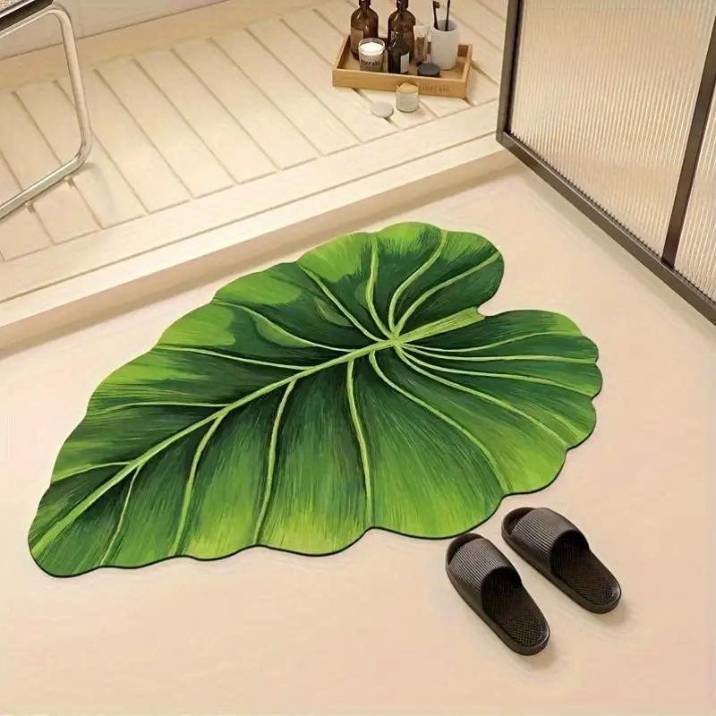

Irregular Leaves Household Bathroom Diatomaceous Earth Mat Bathroom Entrance Non-Slip Water-Absorbent Quick-Dry Carpet 40cmx60cm