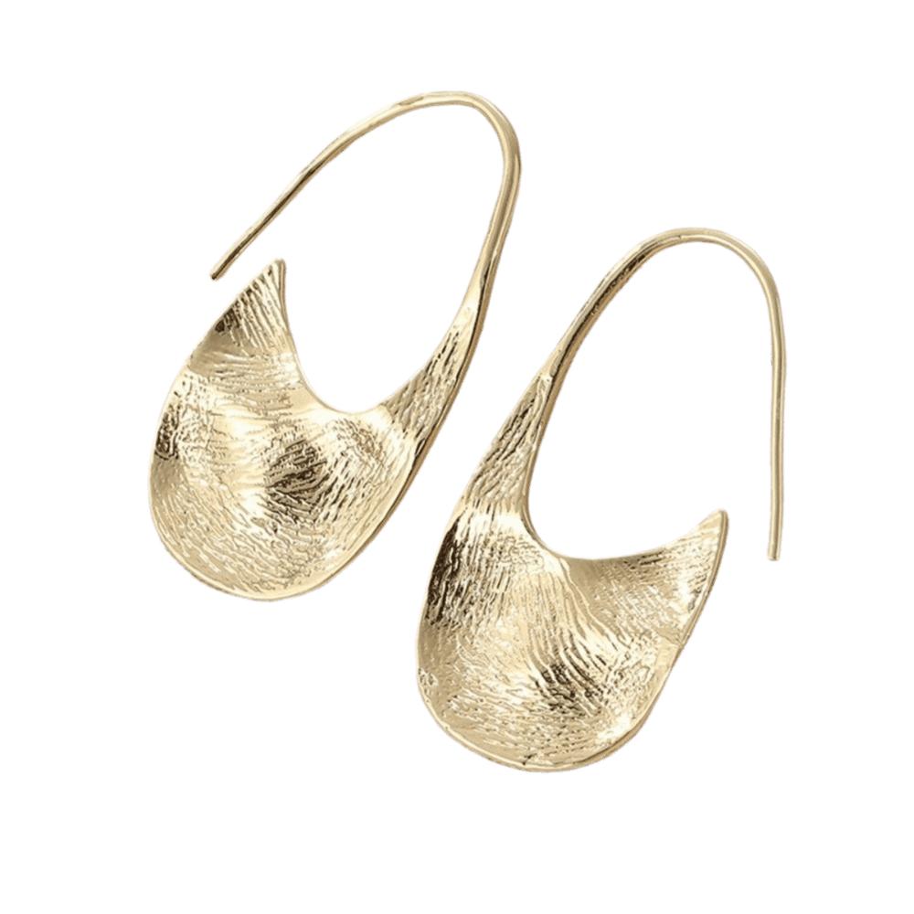 Retro Pleated Earrings for Women Golden Ear Jewelry Fashion Pendant Earrings  Everyday Wear