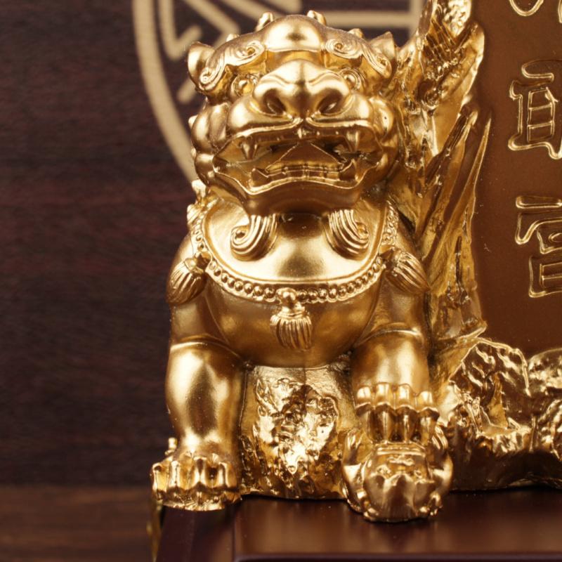 [Alloy Resin] Taishan Stone Gantang Wholesale Antique Style Double Lion Living Room Office Decoration Craft Collectible