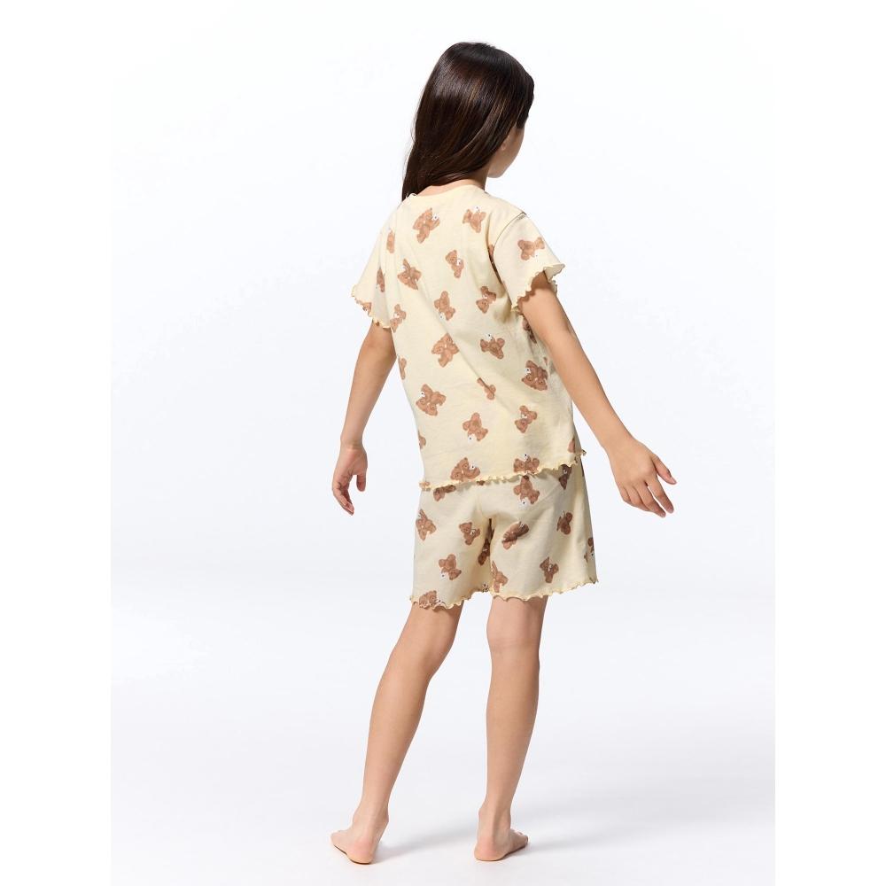 Gu By Uniqlo Girls Cotton Lounge Set  Short Sleeve   Shorts   Bear 