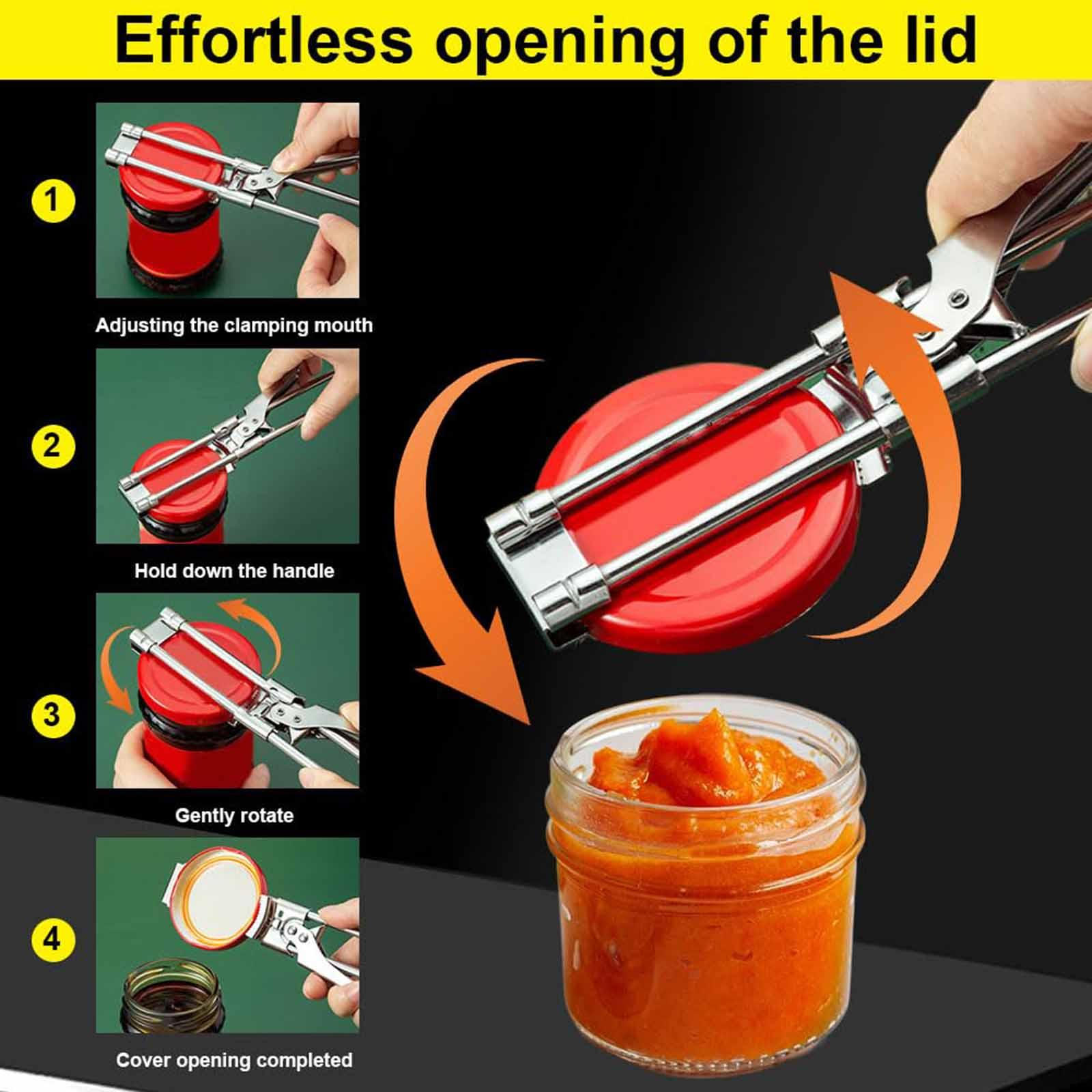 

Jar Opener Adjustable Bottle Cap Removing Lid Opening Tool Can for Quick Meal Prep Weak Hands 19.7cmx3cmx5mm