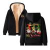 Women's Hooded Plush And Thick Warm Printed Loose Cardigan Jacket
