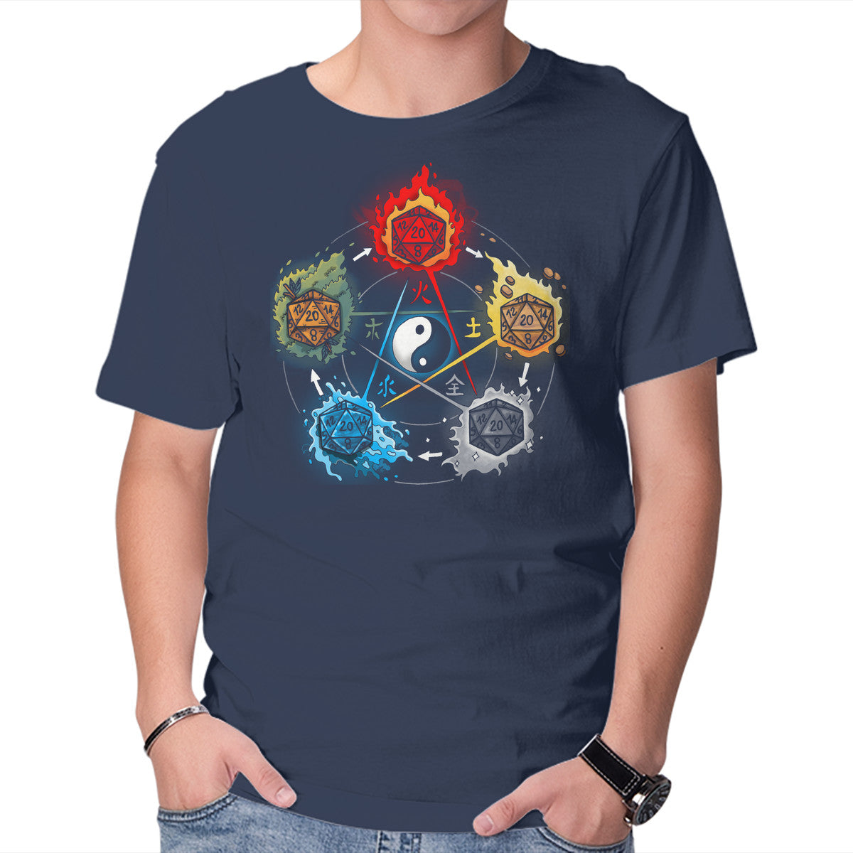 Unisex Crew Neck T-Shirt Dice Elements Graphic Short Sleeve Casual Tee XL
