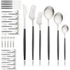 Black Gold 36Pcs Matte Flatware Dinnerware Set Knife Dessert Fork Spoon Dinner Set Stainless Steel Tableware Kitchen Cutlery Set