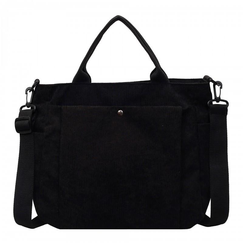 

Japanese Large-capacity Corduroy Bag 2026 New Handbag Student One-shoulder Cross-slung Tote чорний