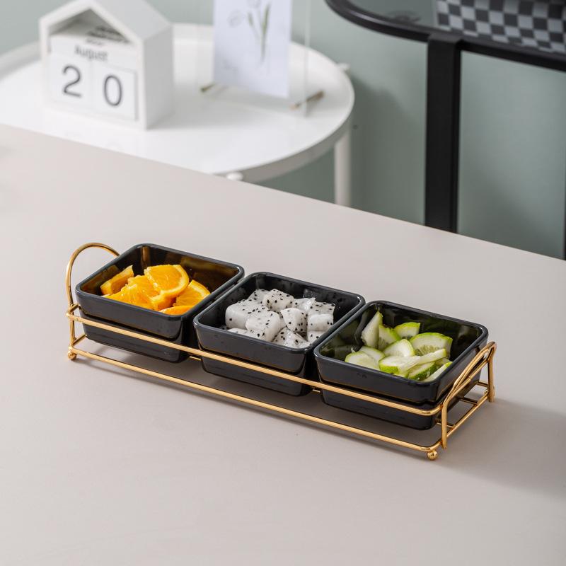 Ktv Clubhouse Fruit Plate Melamine Bar Muscle Foot Four Or Six Gongge Snack Plate Grid Barbecue Cold Vegetables Snack Plate Plate Plate
