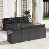 vidaXL 9-piece Garden Sofa Set with Black Poly Rattan Acacia Cushions, 2-seater Garden Sofa vidaXL347681