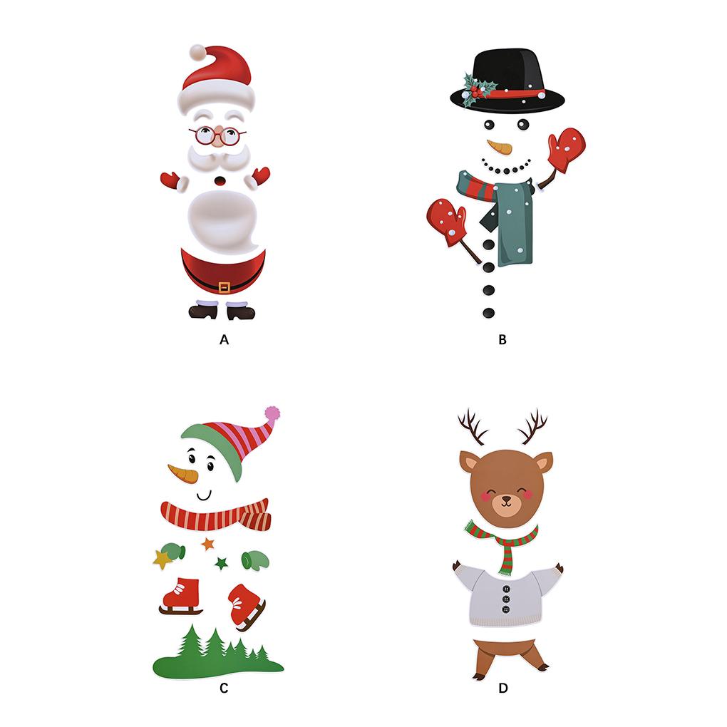 Weihnachts-Kühlschrankaufkleber-Set Interessanter Cartoon Heimküchen-Dekor Szenenlayout DIY Kühlschrankaufkleber Feiertagsstil-Aufkleber