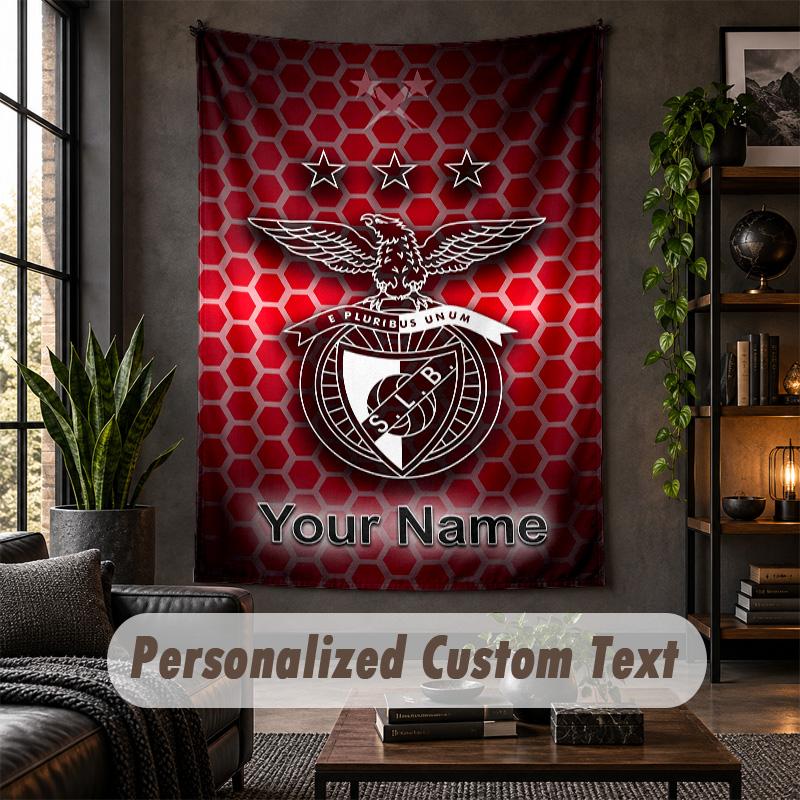 Wandbehang Benfica FC Druck Benutzerdefinierter Name Text Wandbehang Heimdekoration