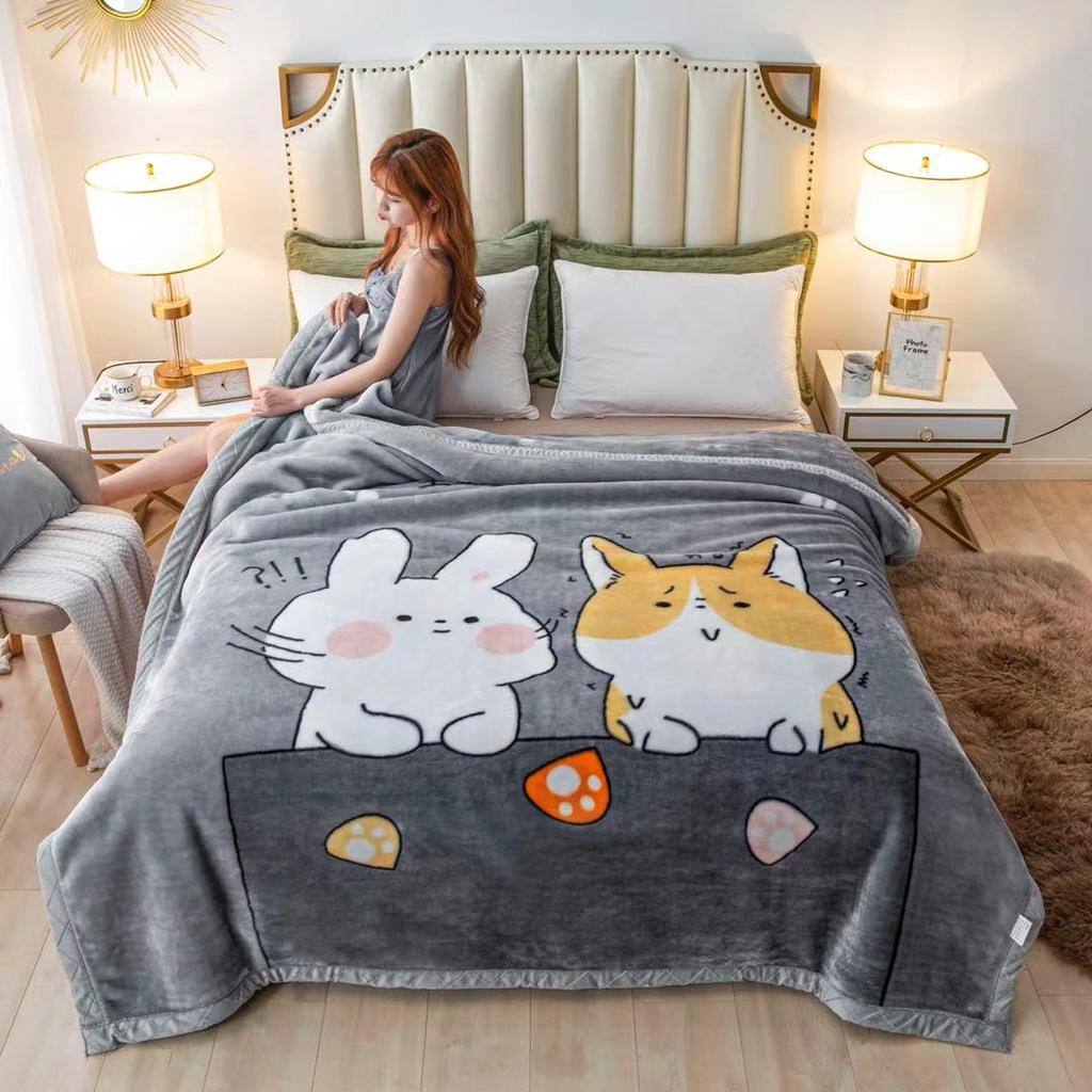 Double-Layer Thickened Fleece Blanket for Single or Double Use Autumn/Winter Cover Blanket