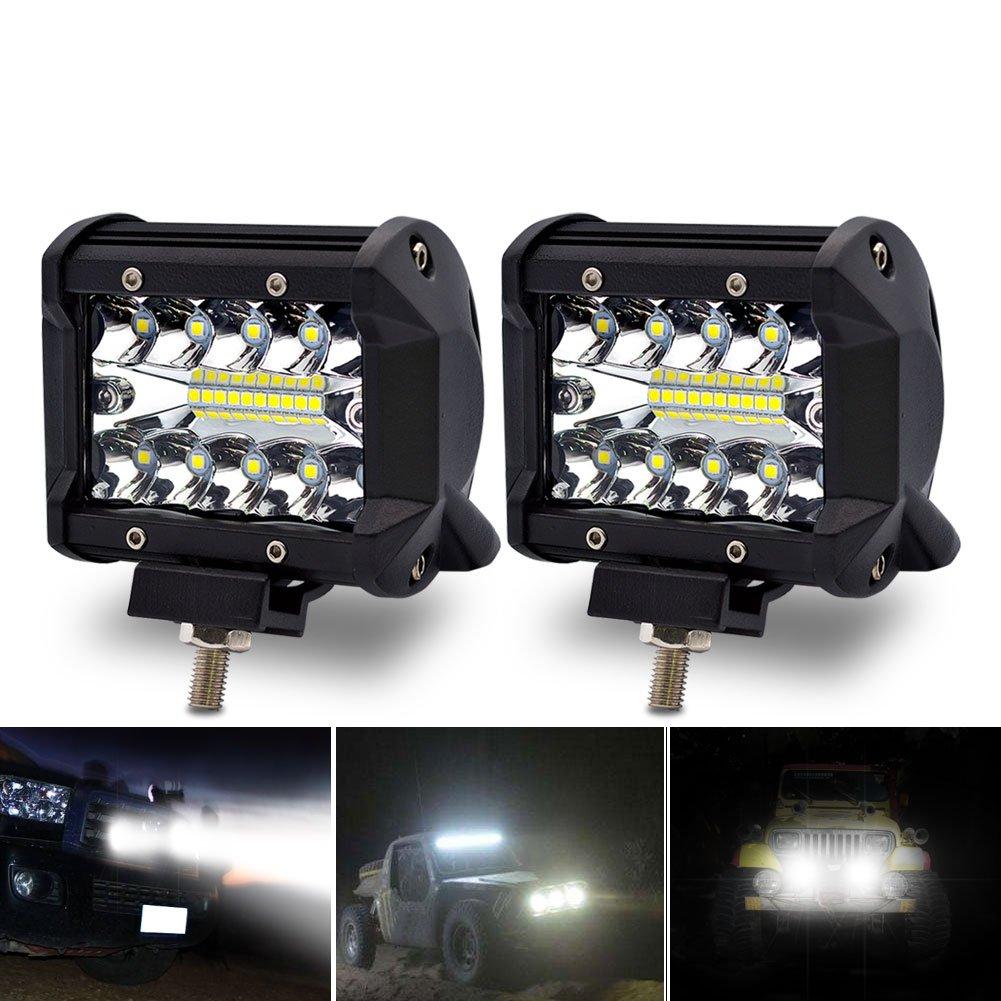 LED Work Light, 60W, Narrow Beam, Waterproof, IP67, 6000K, 12V/24V, Square Shape, White, Dustproof & Shockproof, Safego Floodlight, for Trucks/Tractor
