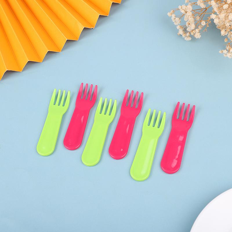 10Pcs Plastic Fruit Fork Mini Cartoon Children Fruit Fork Snack Cake Dessert Food Pick Toothpick Bento Lunches Party Decor