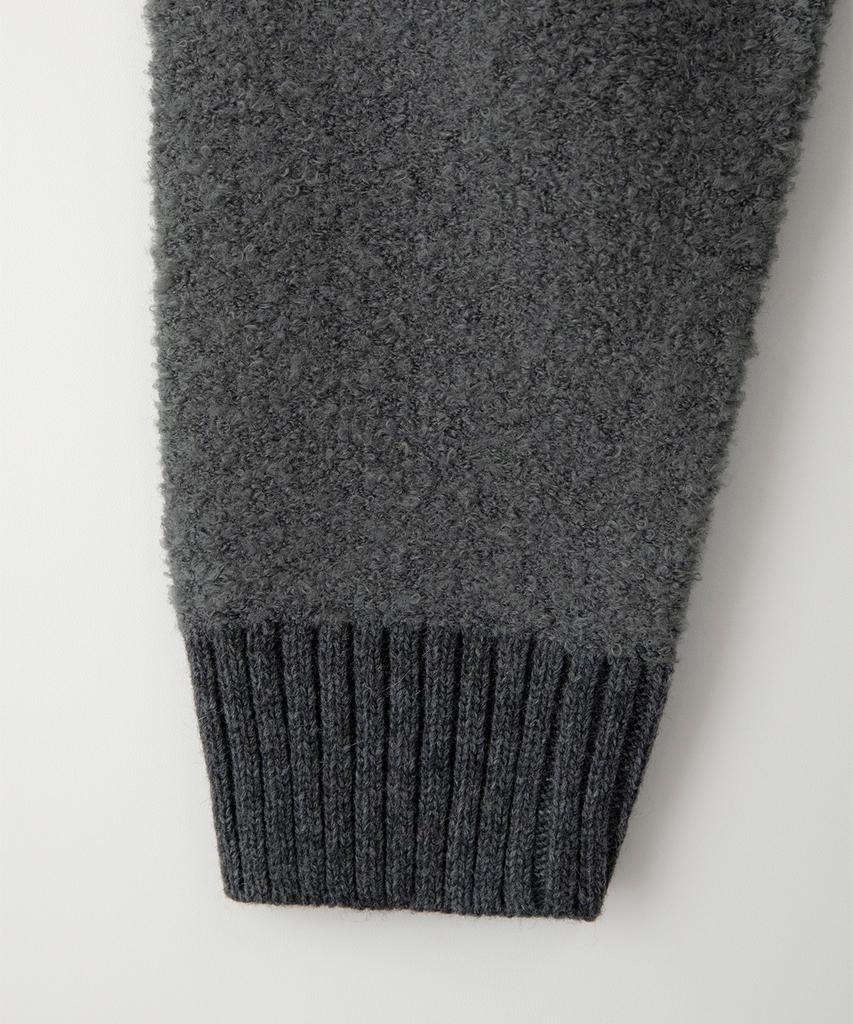 Sseomweeobeoteo Rima Boucle V-Neck Cardigan - Charcoal