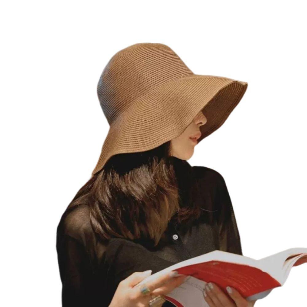 Simple Wide Brim Straw Hat Breathable UV Protection Cap Casual Women's Sun Visor Hats Summer