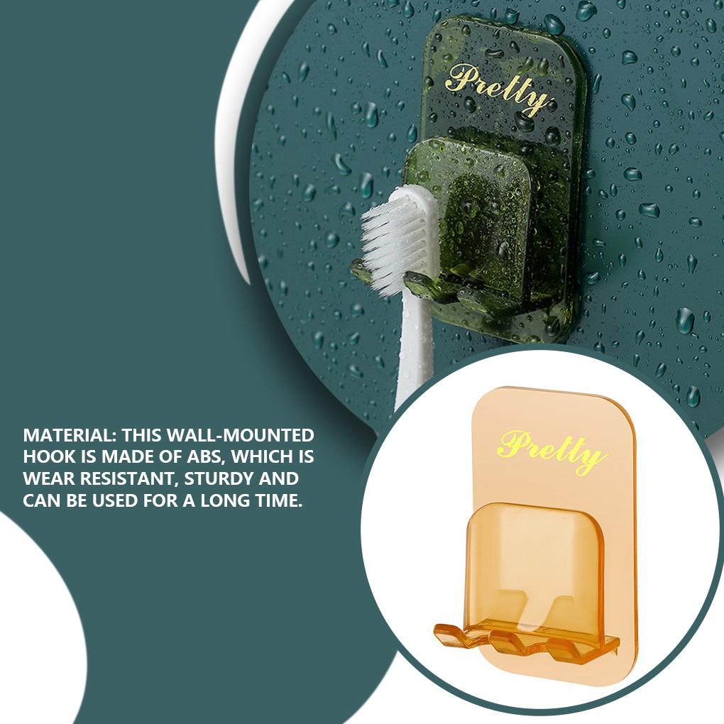Wall-mounted Punch-free Hook Toothbrush Bottle Sundry Holder Self Adhesive Storage Rack Hanger Bathroom Toilet