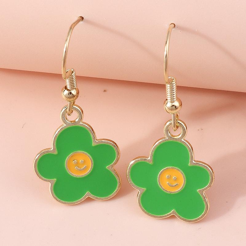 Fashion Colorful Flower Drop Earrings for Women Handmade Knitted Flower Dangle Hooks Earrings Girls Party Holiday Jewelry Gifts