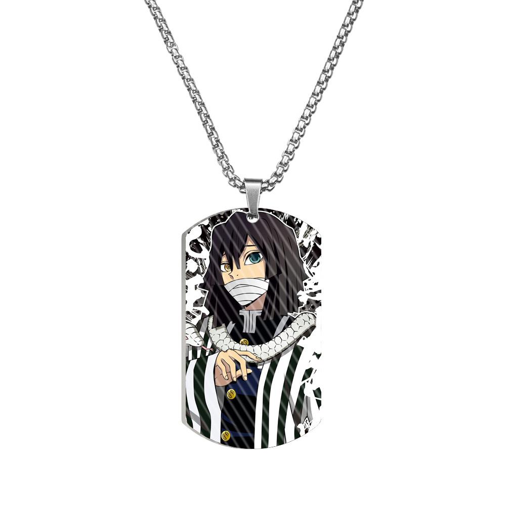Demon Slayer Kimetsu No Yaiba Tanjiro Nezuko Stainless Steel Color Printed Dog Tag Necklace Anime Cosplay Accessory Gift For