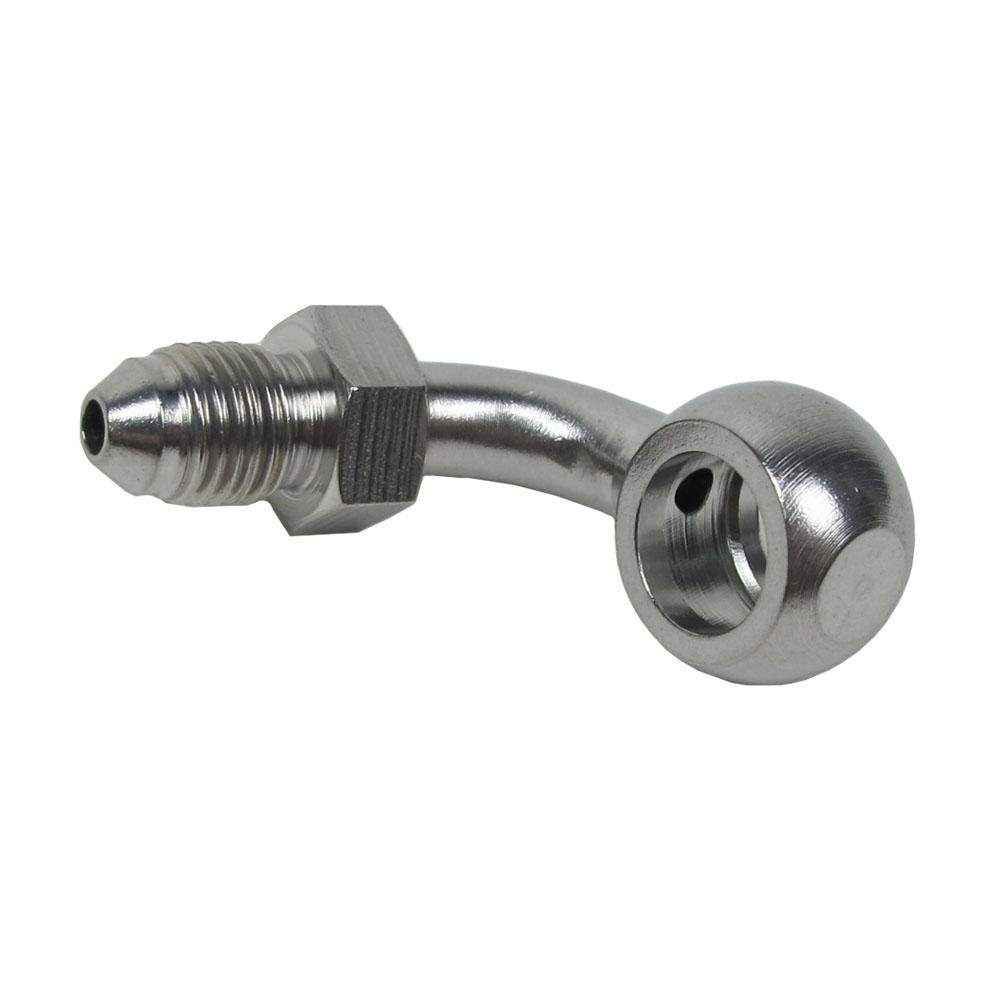 Adaptor Fiting Banjo 90 Grade pentru Furtun de Frână din Oțel Inoxidabil 3/8" 10mm AN3 Pentru Harley Touring Road King FLHX FLHT Sportster