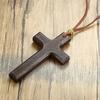 Vintage Simple Handmade Wood Cross Pendant Gift For Men Women