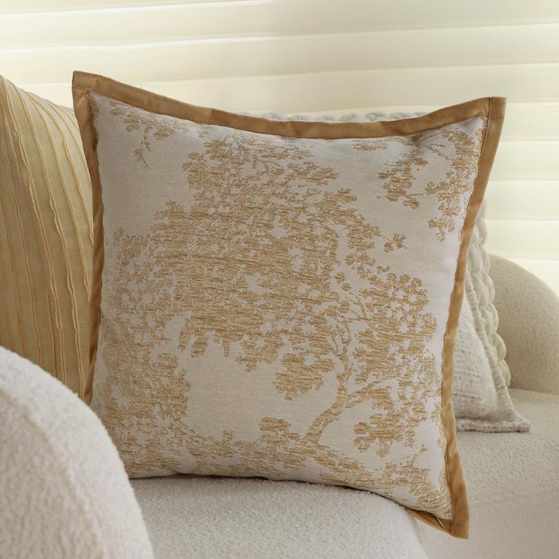 Ins Cream Style Pillow Cream Yellow Cushion Pillow Cover Sofa Decorative Pillow Cover Model Room Cushion Does Not Contain Core