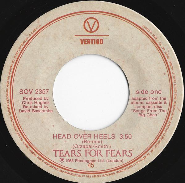 7-дюймовая пластинка TEARS FOR FEARS - Head Over Heels SOV2357 Vertigo 1985 Канада Танцевальная и электронная Музыка Б/у