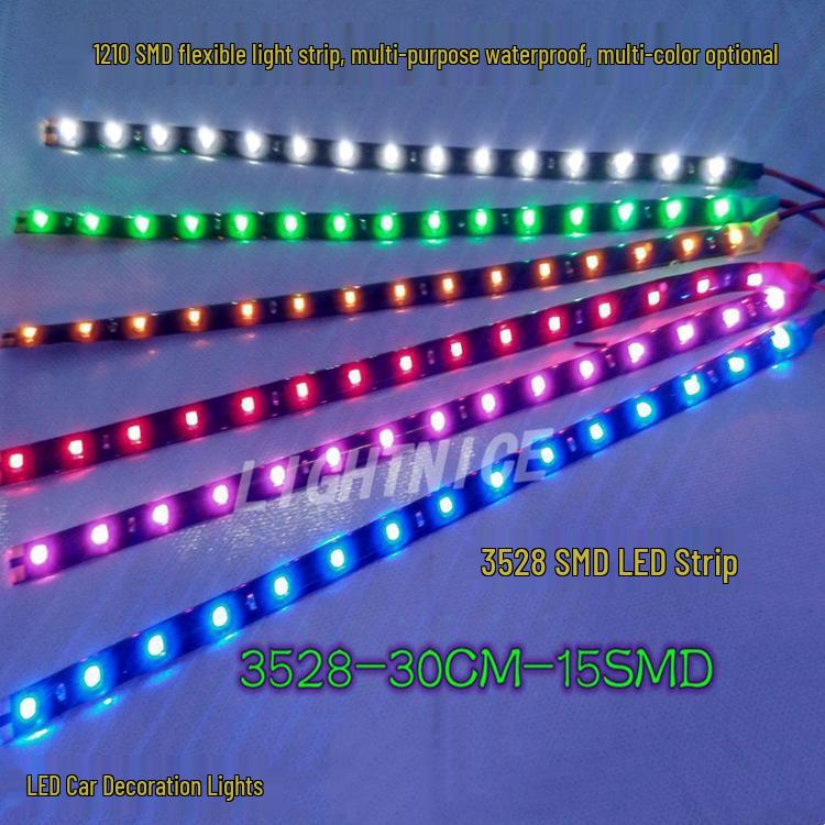3528 1210 SMD LED Flexible Light Strip for Cars, 30CM-120CM, 12V, 15-120 SMD