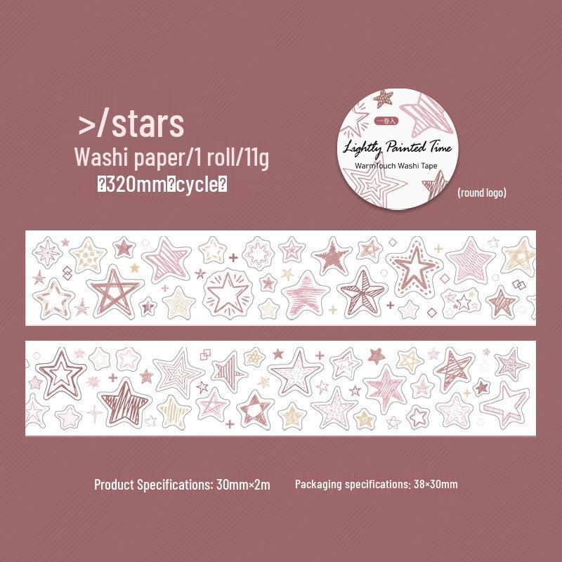 Fresh Salt Style Journal Washi Tape - Light Strokes of Time Tomato Sauce Girl, 6 Designs for DIY Decoration